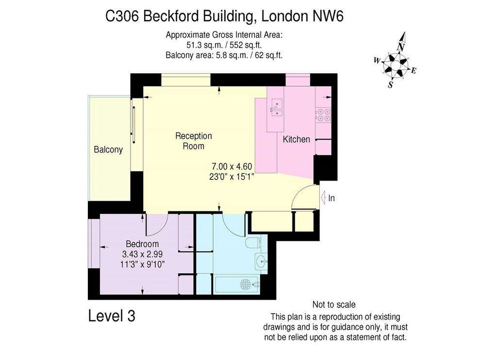 1 bedroom flat to rent - floorplan