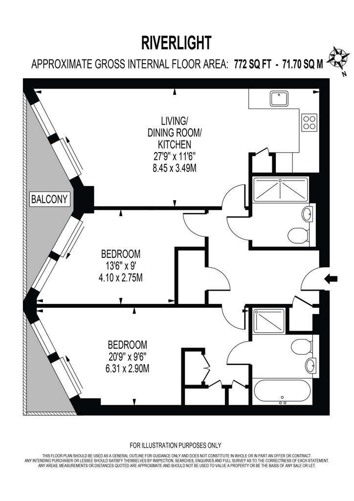 2 bedroom flat to rent - floorplan