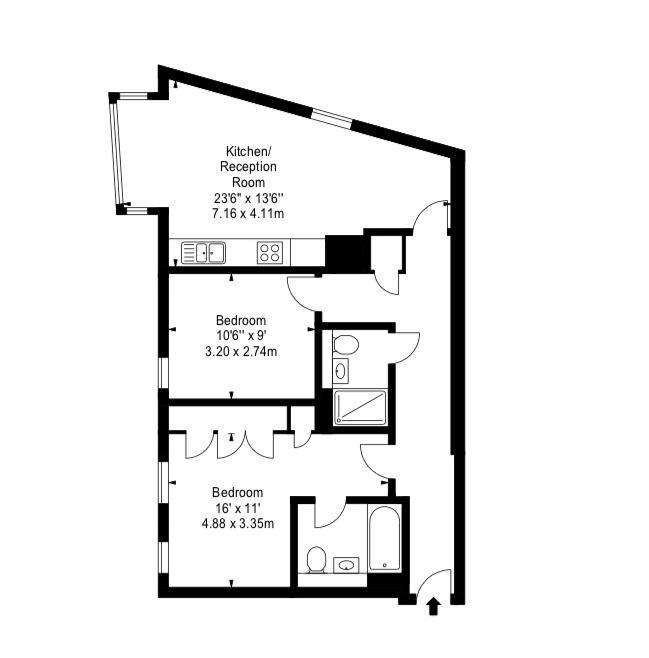 2 bedroom flat to rent - floorplan