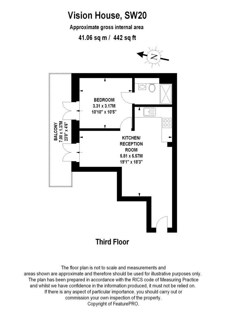 1 bedroom flat to rent - floorplan