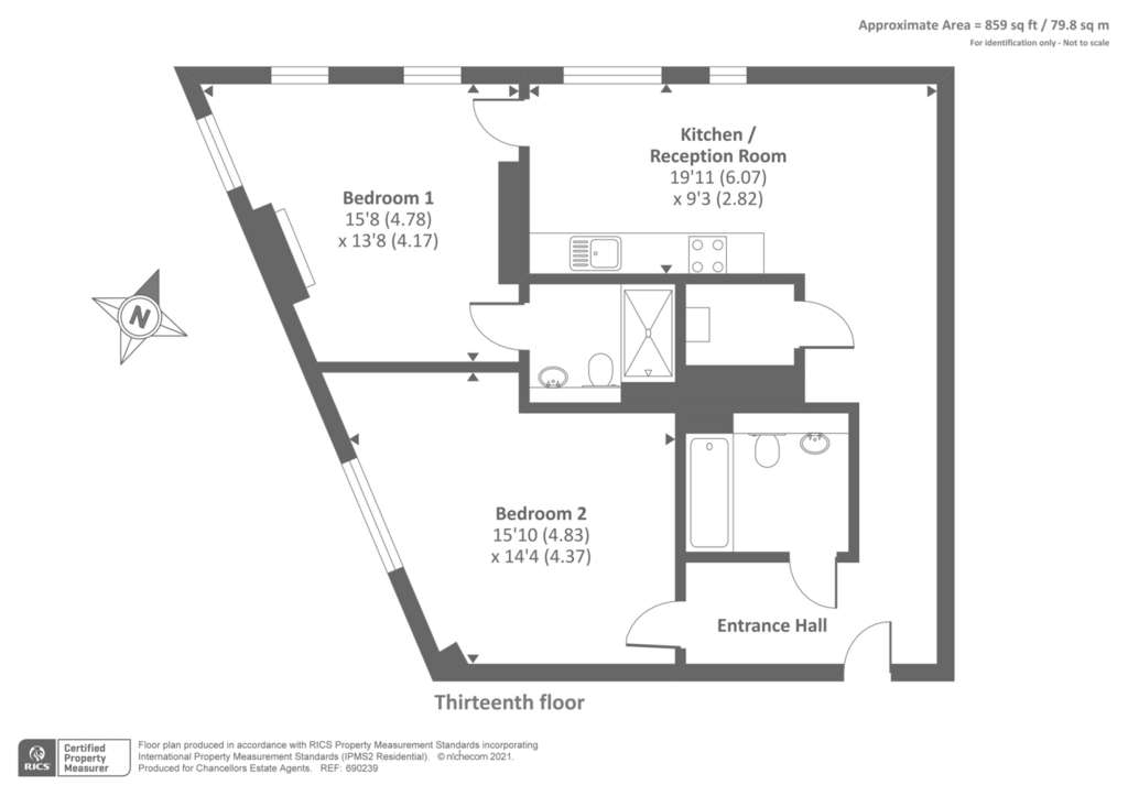 2 bedroom flat to rent - floorplan