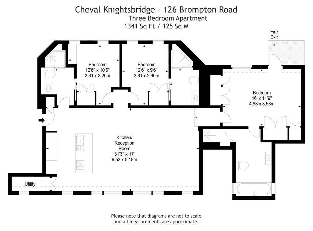 3 bedroom flat to rent - floorplan