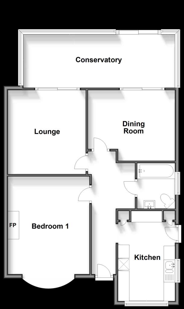 1 bedroom semi-detached bungalow for sale - floorplan