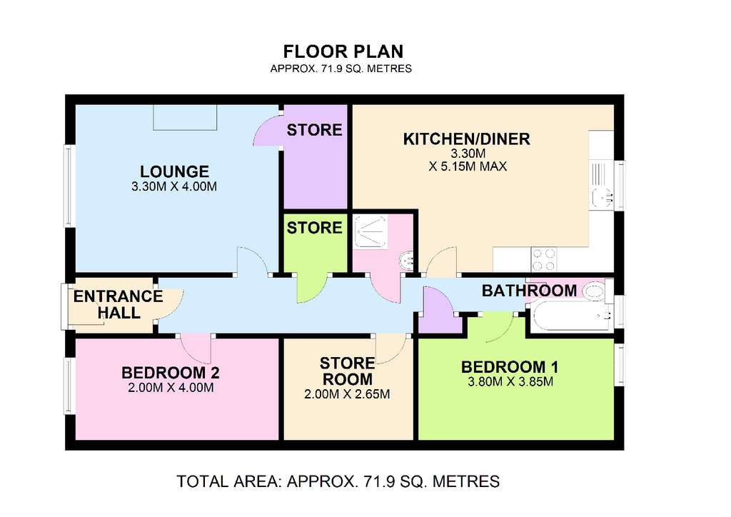 2 bedroom flat to rent - floorplan