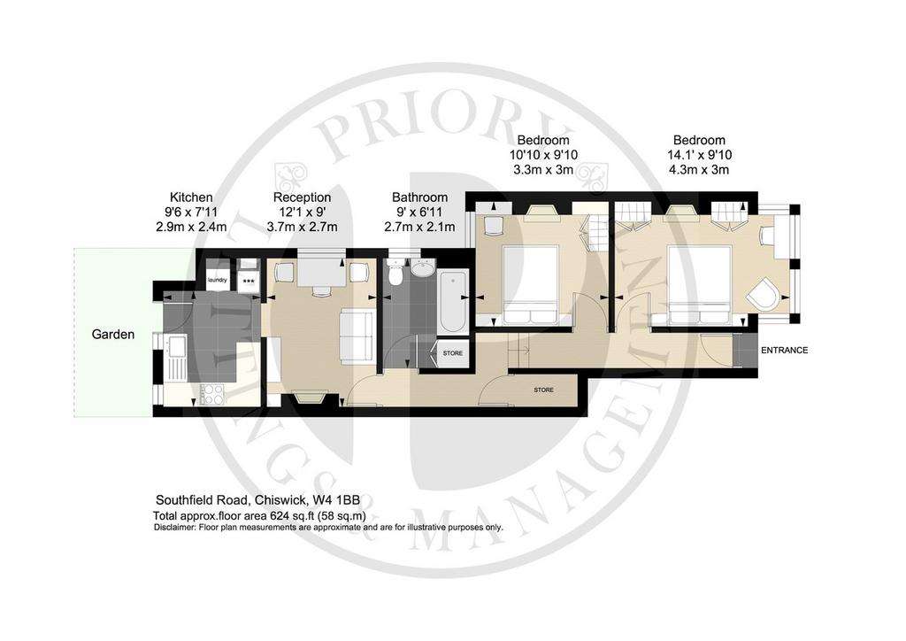 1 bedroom ground floor maisonette to rent - floorplan