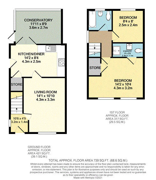 2 bedroom semi-detached house to rent - floorplan