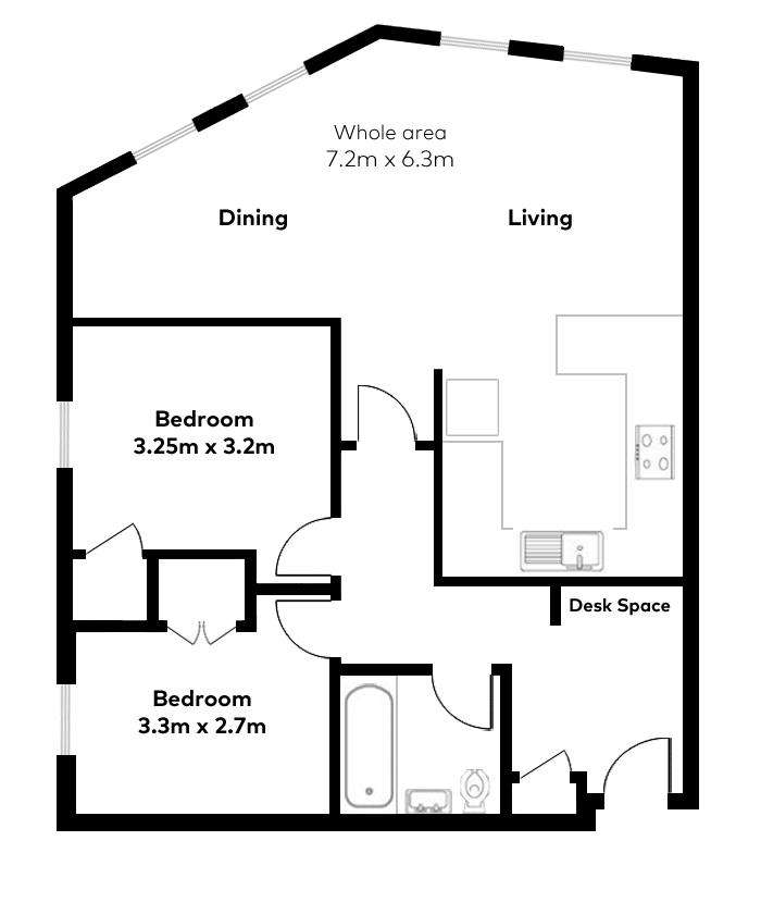 2 bedroom flat to rent - floorplan