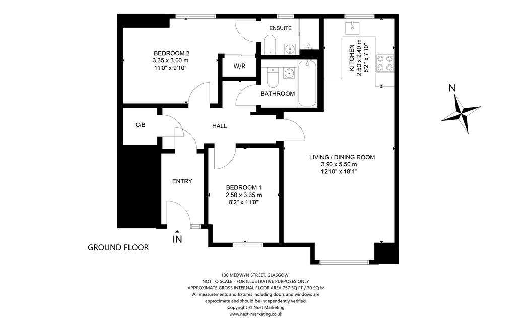 2 bedroom flat to rent - floorplan