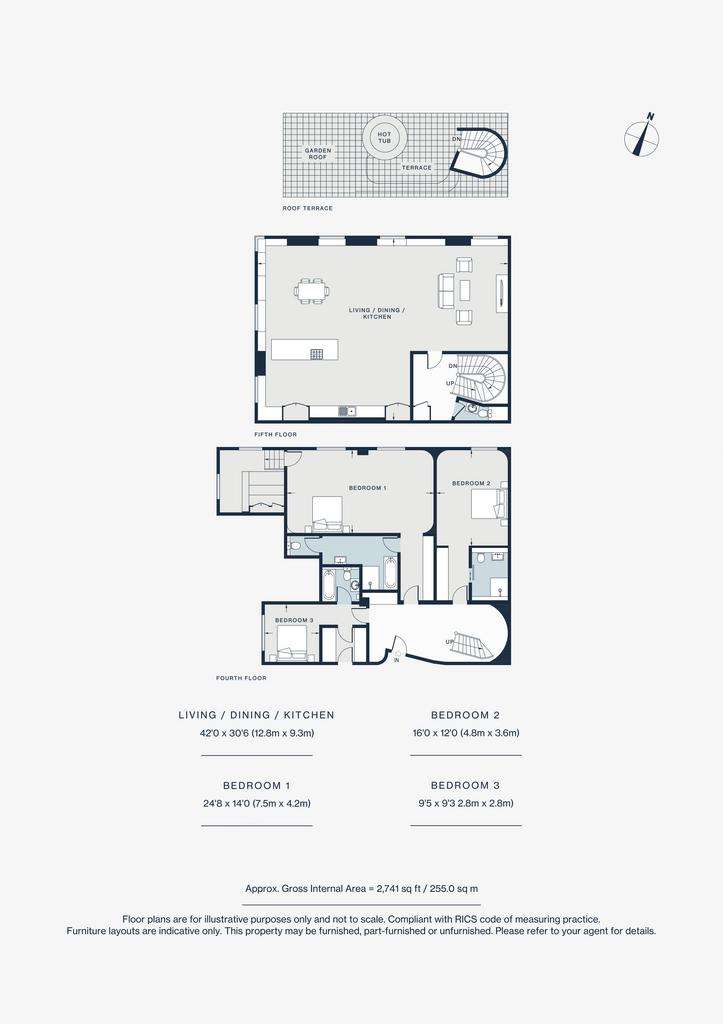 3 bedroom penthouse apartment to rent - floorplan