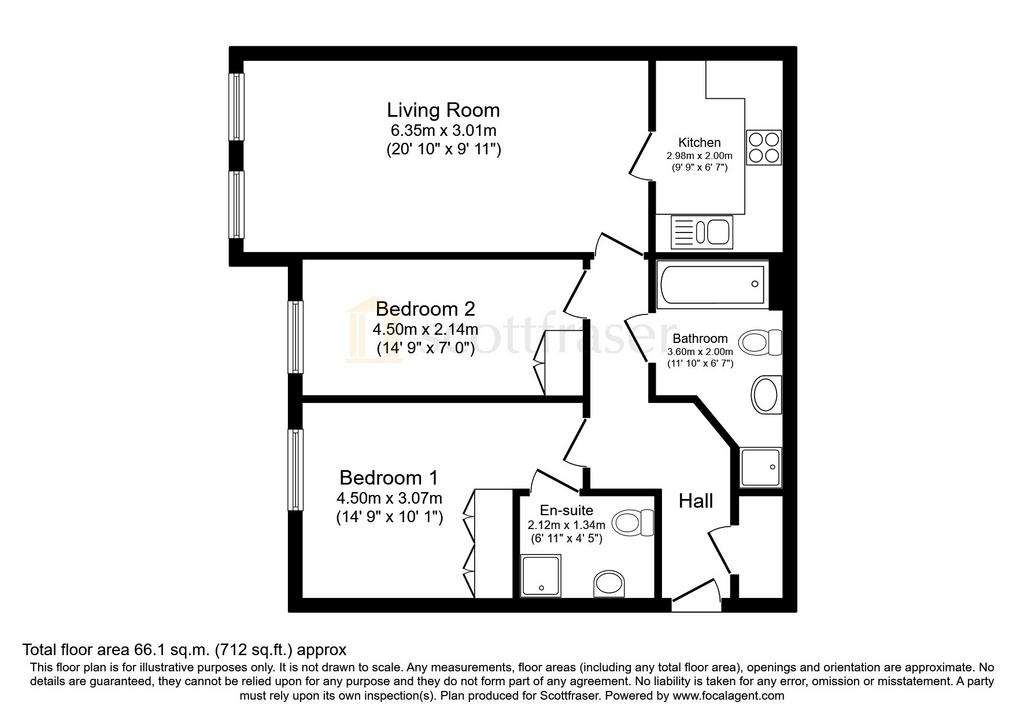 2 bedroom flat to rent - floorplan