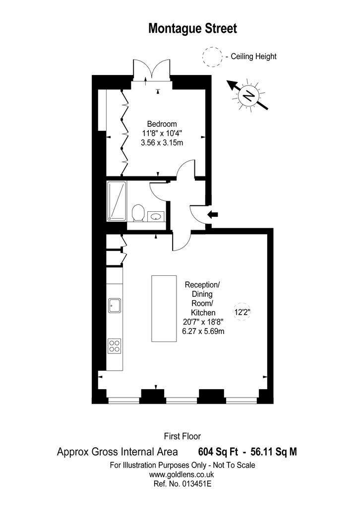 1 bedroom flat to rent - floorplan