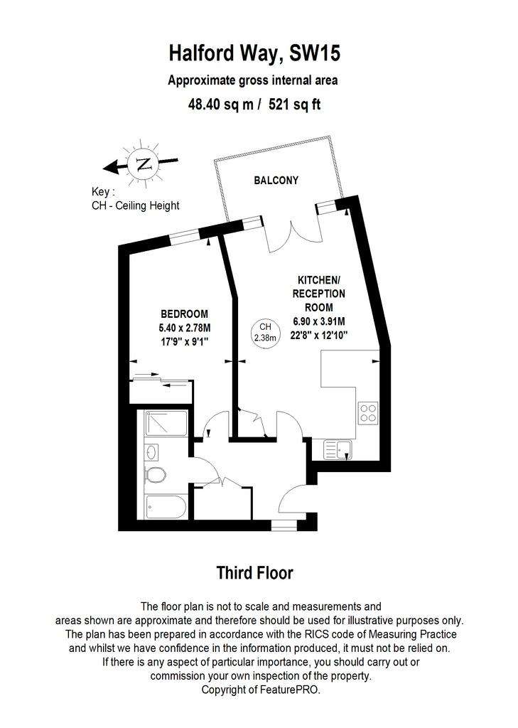 1 bedroom flat to rent - floorplan