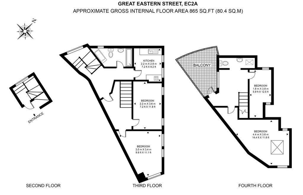 3 bedroom flat to rent - floorplan