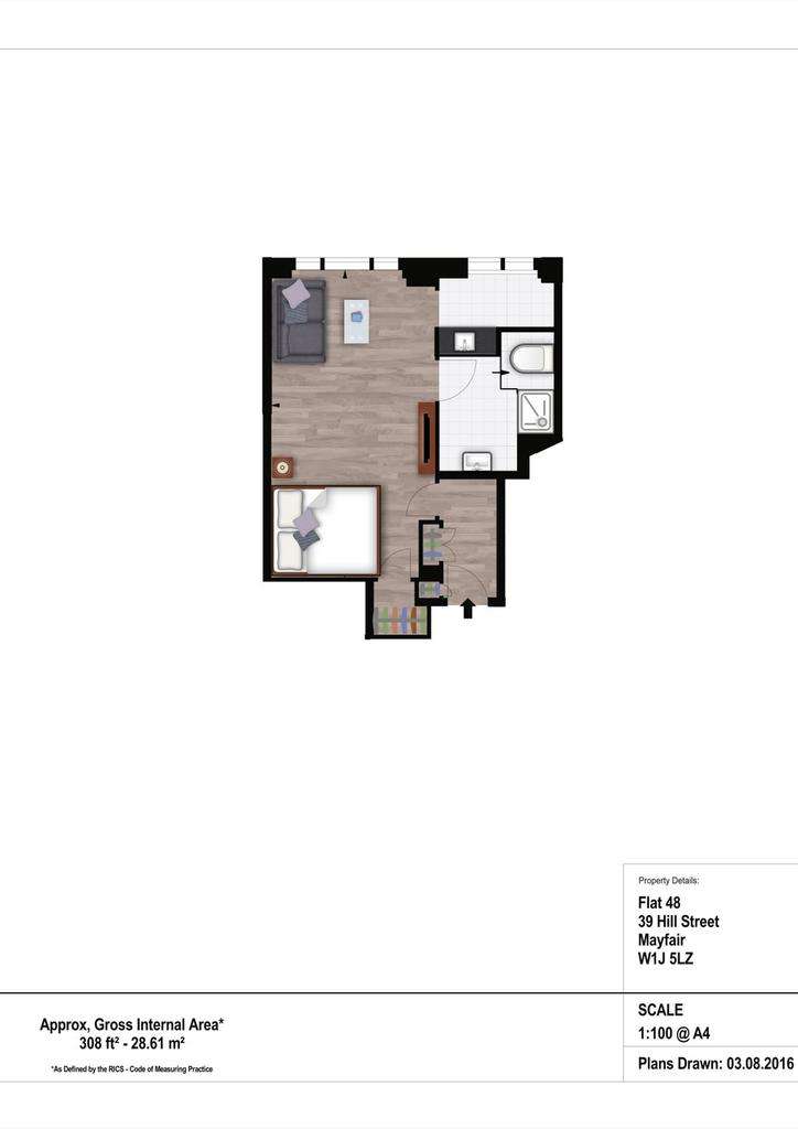 Studio flat to rent - floorplan