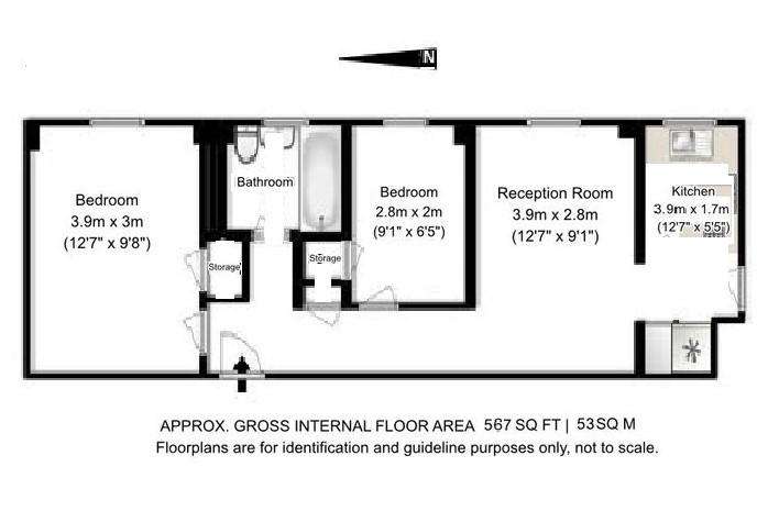 2 bedroom flat to rent - floorplan