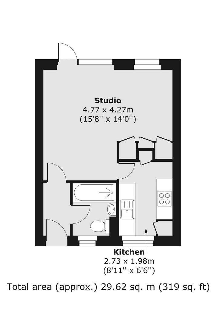 Studio flat to rent - floorplan