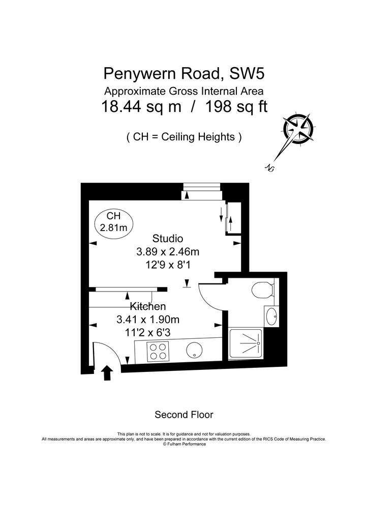 Studio flat to rent - floorplan