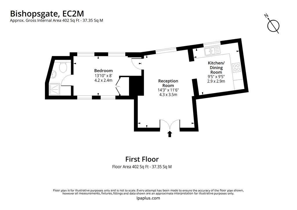 1 bedroom flat to rent - floorplan