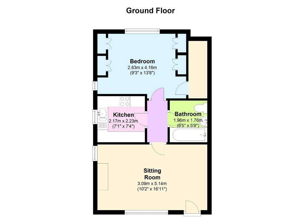 1 bedroom flat to rent - floorplan