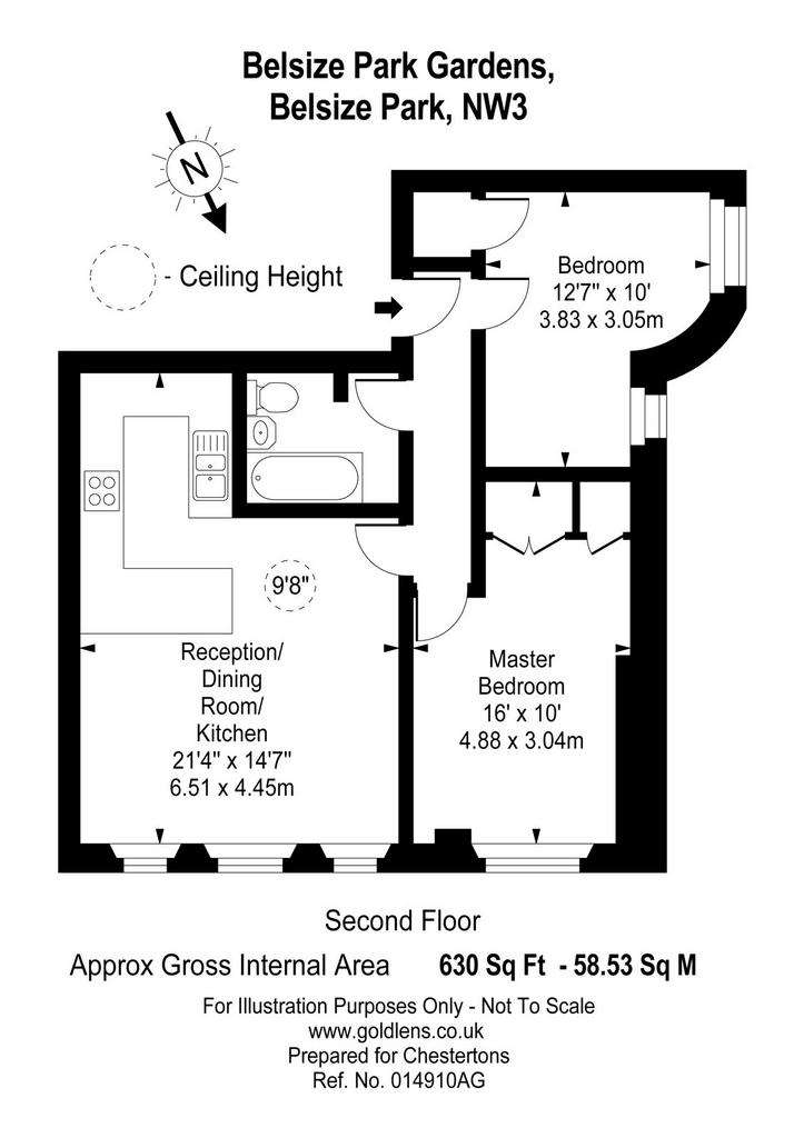 2 bedroom flat to rent - floorplan