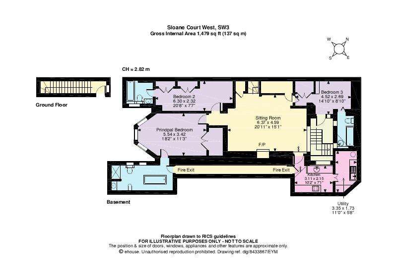 3 bedroom flat for sale - floorplan