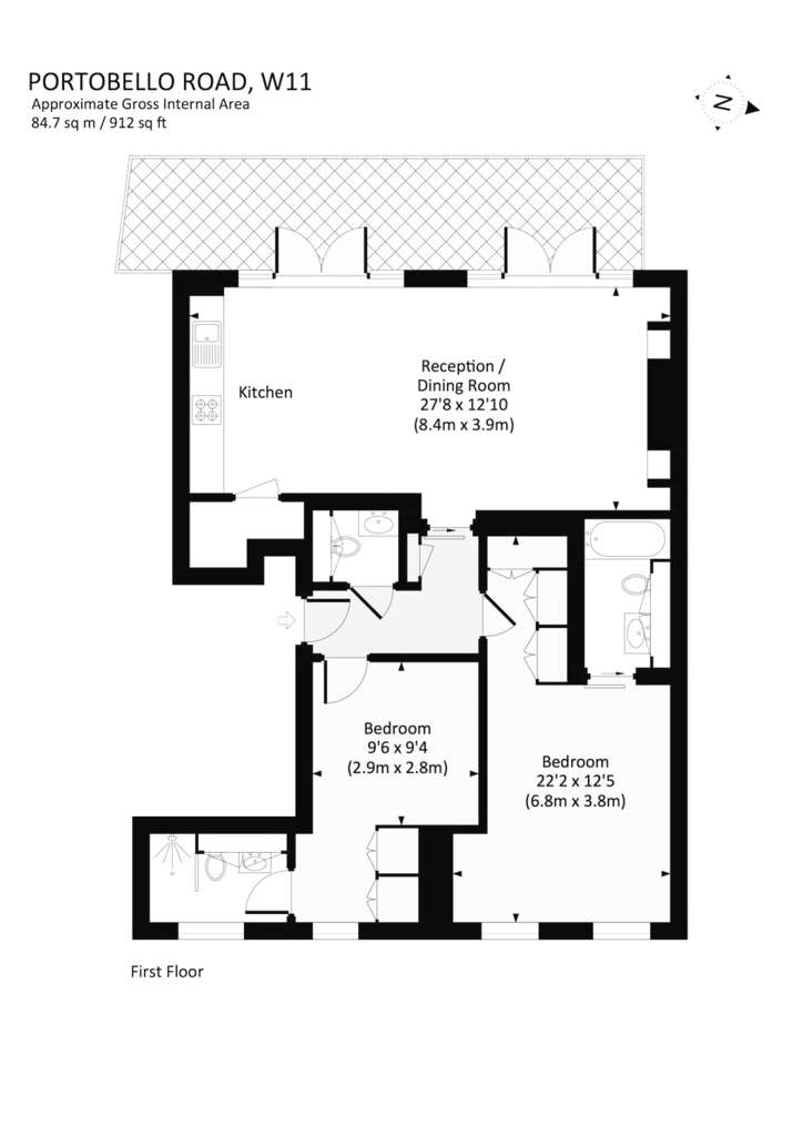 2 bedroom flat to rent - floorplan