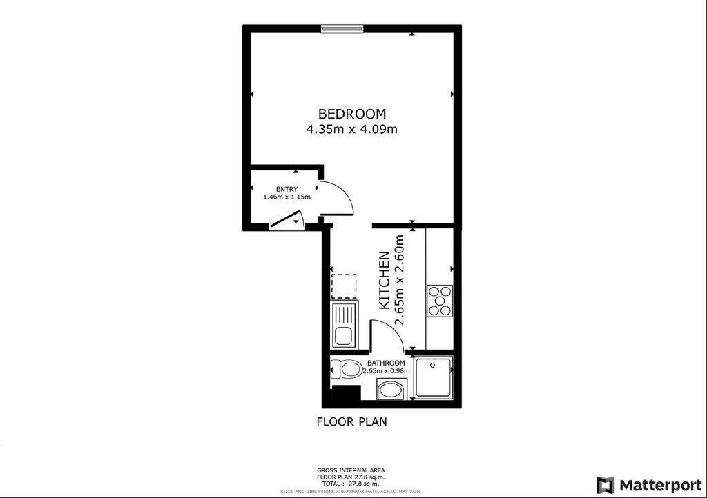 Studio flat to rent - floorplan