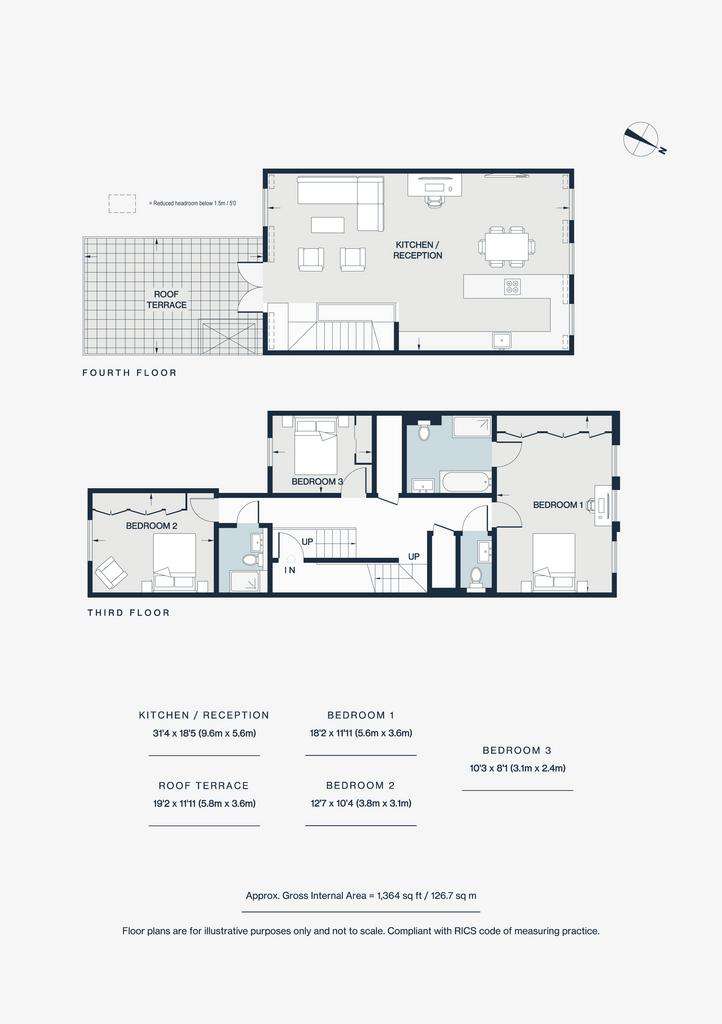 3 bedroom flat to rent - floorplan