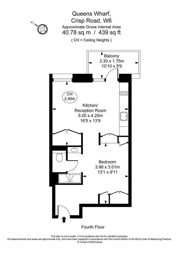 Studio flat to rent - floorplan