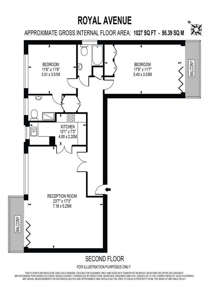 2 bedroom flat to rent - floorplan