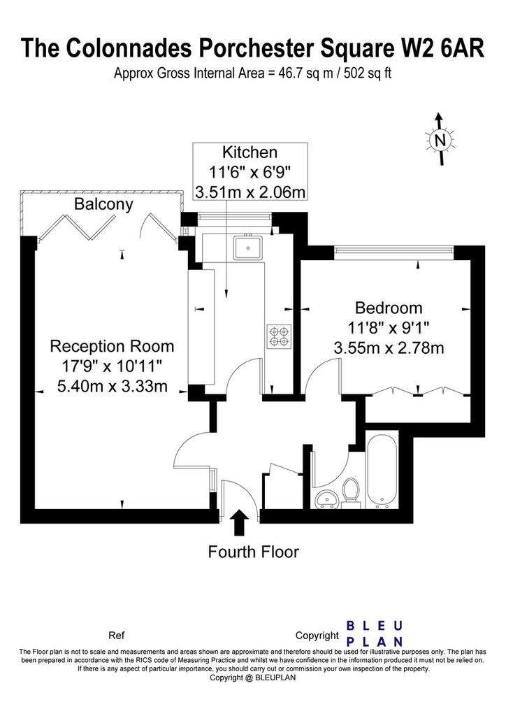 1 bedroom flat to rent - floorplan