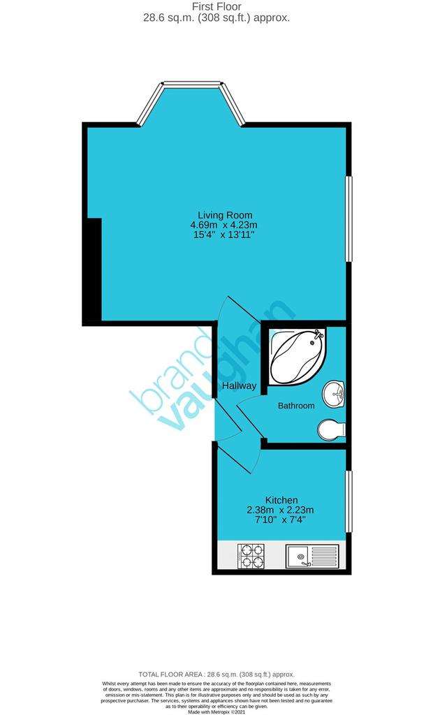 Studio flat for sale - floorplan