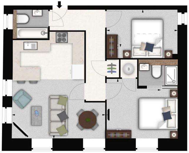 2 bedroom flat to rent - floorplan