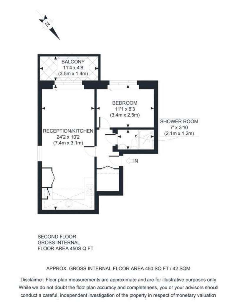 1 bedroom flat to rent - floorplan