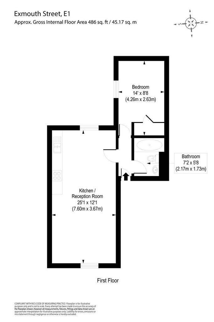 1 bedroom flat to rent - floorplan