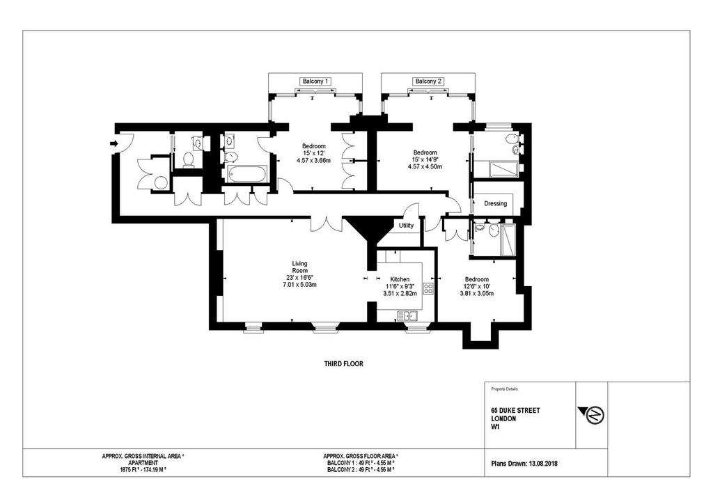 3 bedroom flat to rent - floorplan