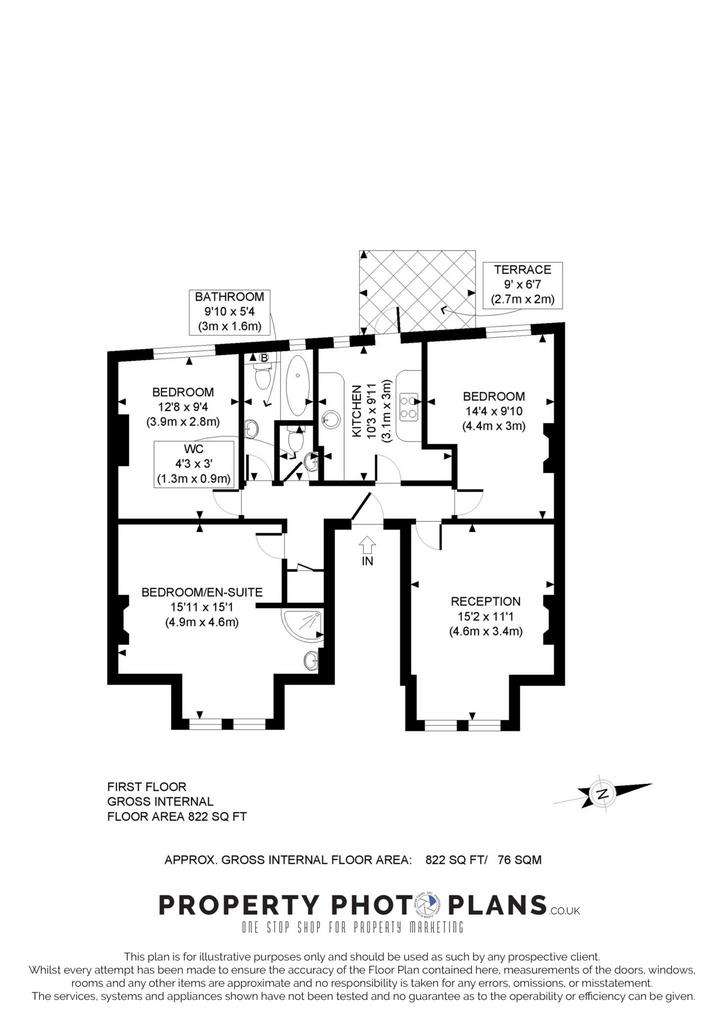 3 bedroom flat to rent - floorplan