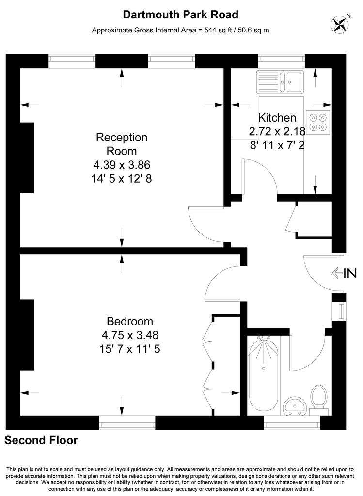 1 bedroom flat to rent - floorplan