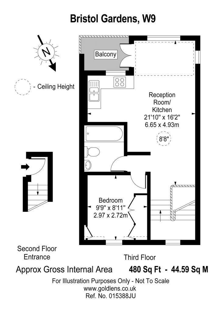 1 bedroom flat to rent - floorplan