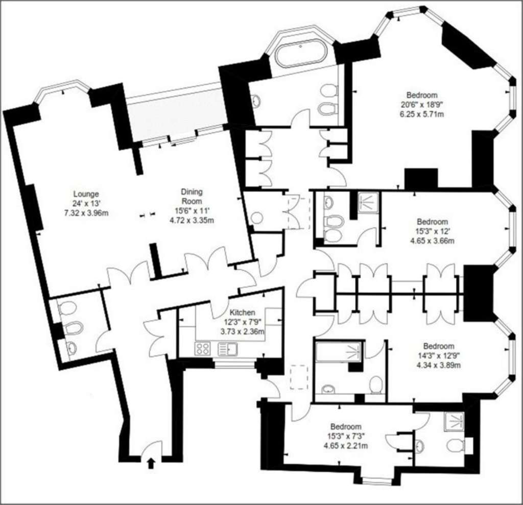 4 bedroom flat to rent - floorplan