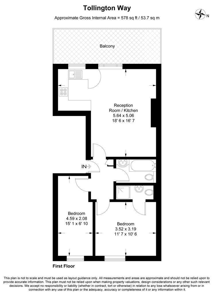 2 bedroom flat to rent - floorplan