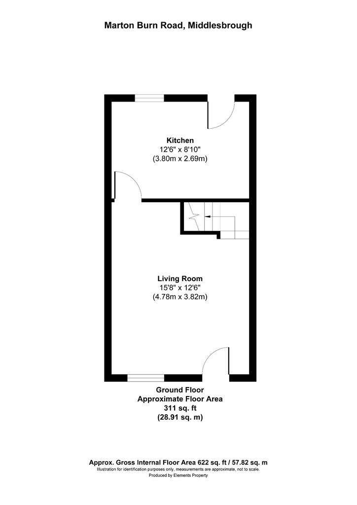 2 bedroom terraced house to rent - floorplan