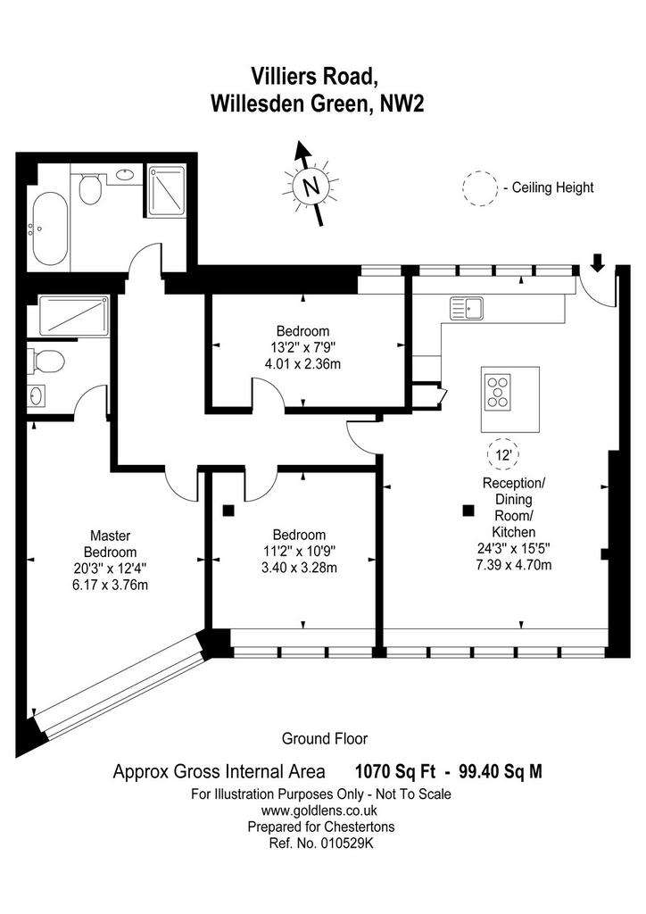 3 bedroom flat to rent - floorplan