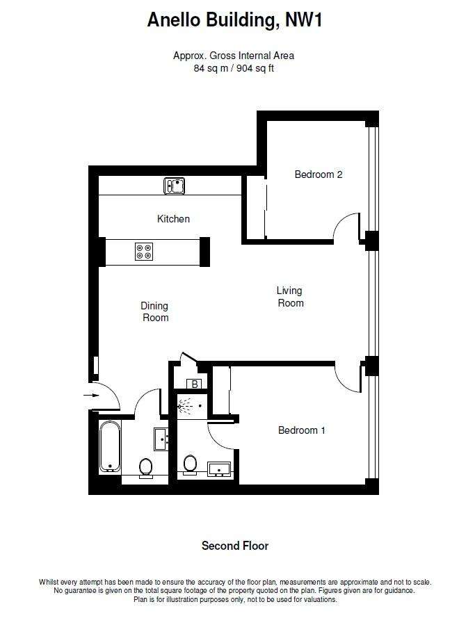 2 bedroom flat to rent - floorplan