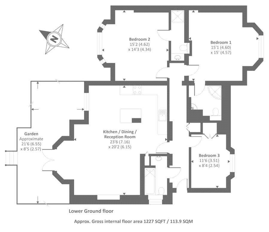 3 bedroom flat to rent - floorplan