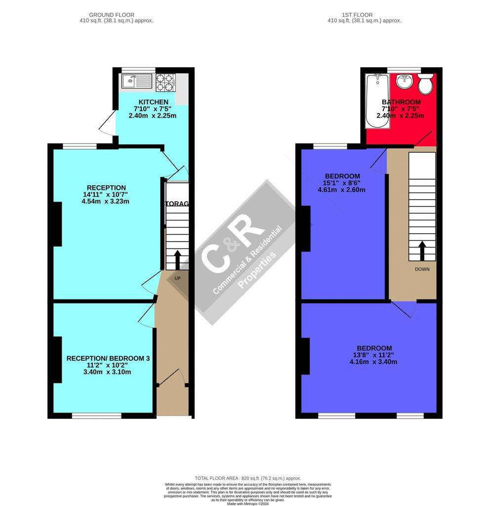 3 bedroom terraced house to rent - floorplan