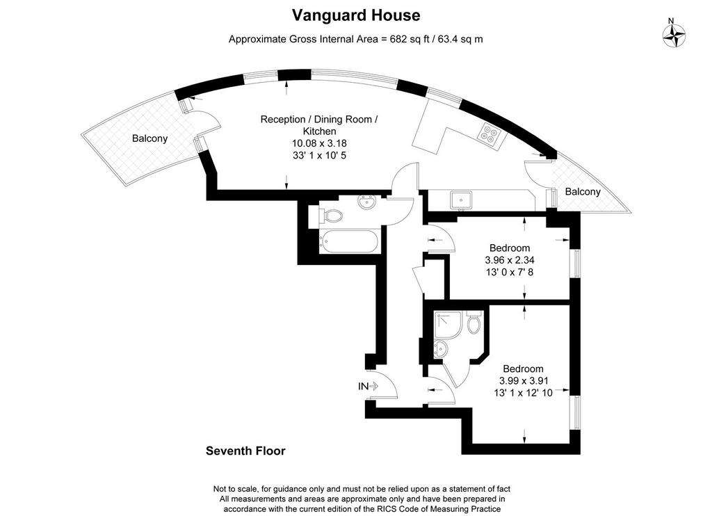 2 bedroom flat to rent - floorplan