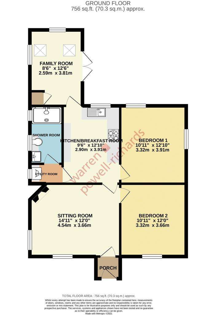 2 bedroom bungalow to rent - floorplan