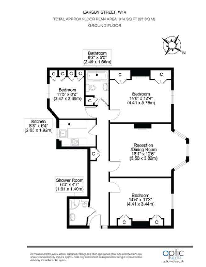 3 bedroom flat to rent - floorplan