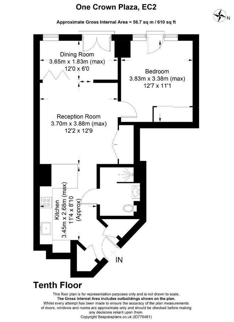 1 bedroom flat to rent - floorplan